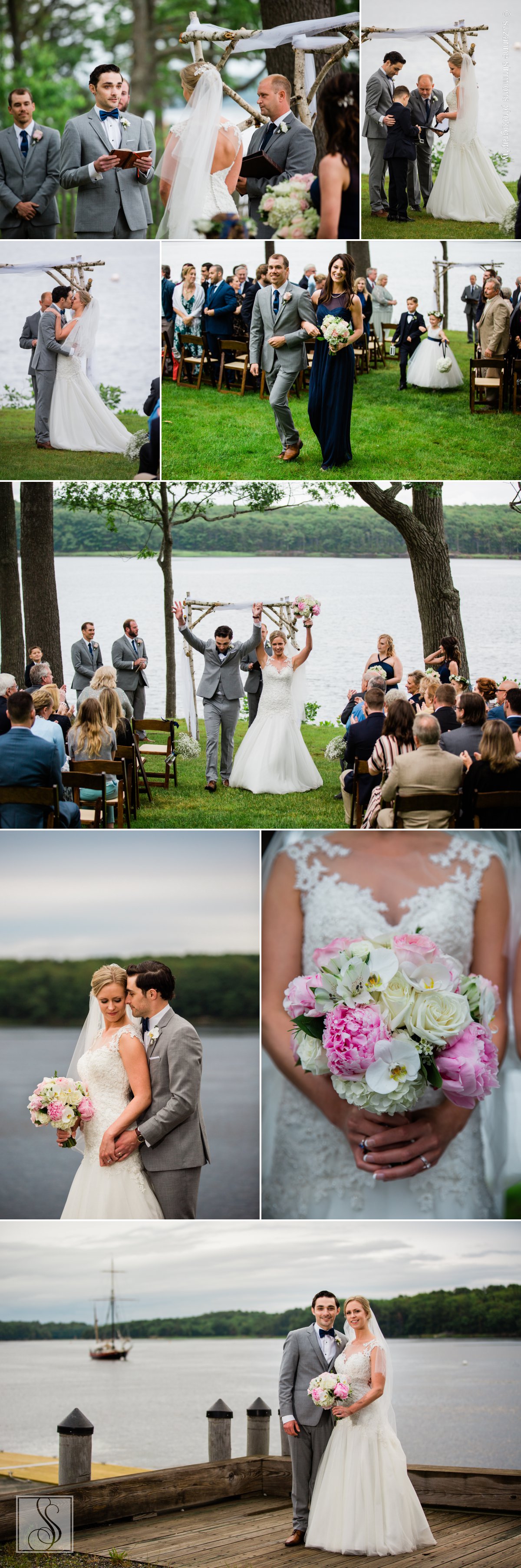 Wedding ceremony at Maine Maritime Museum in Bath, Maine
