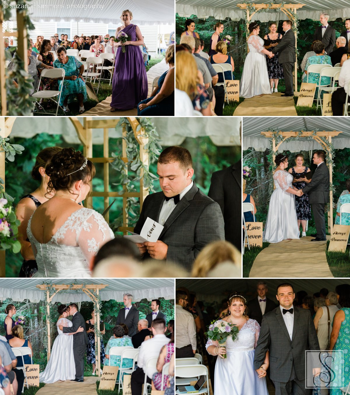 Backyard wedding ceremony in Standish, Maine