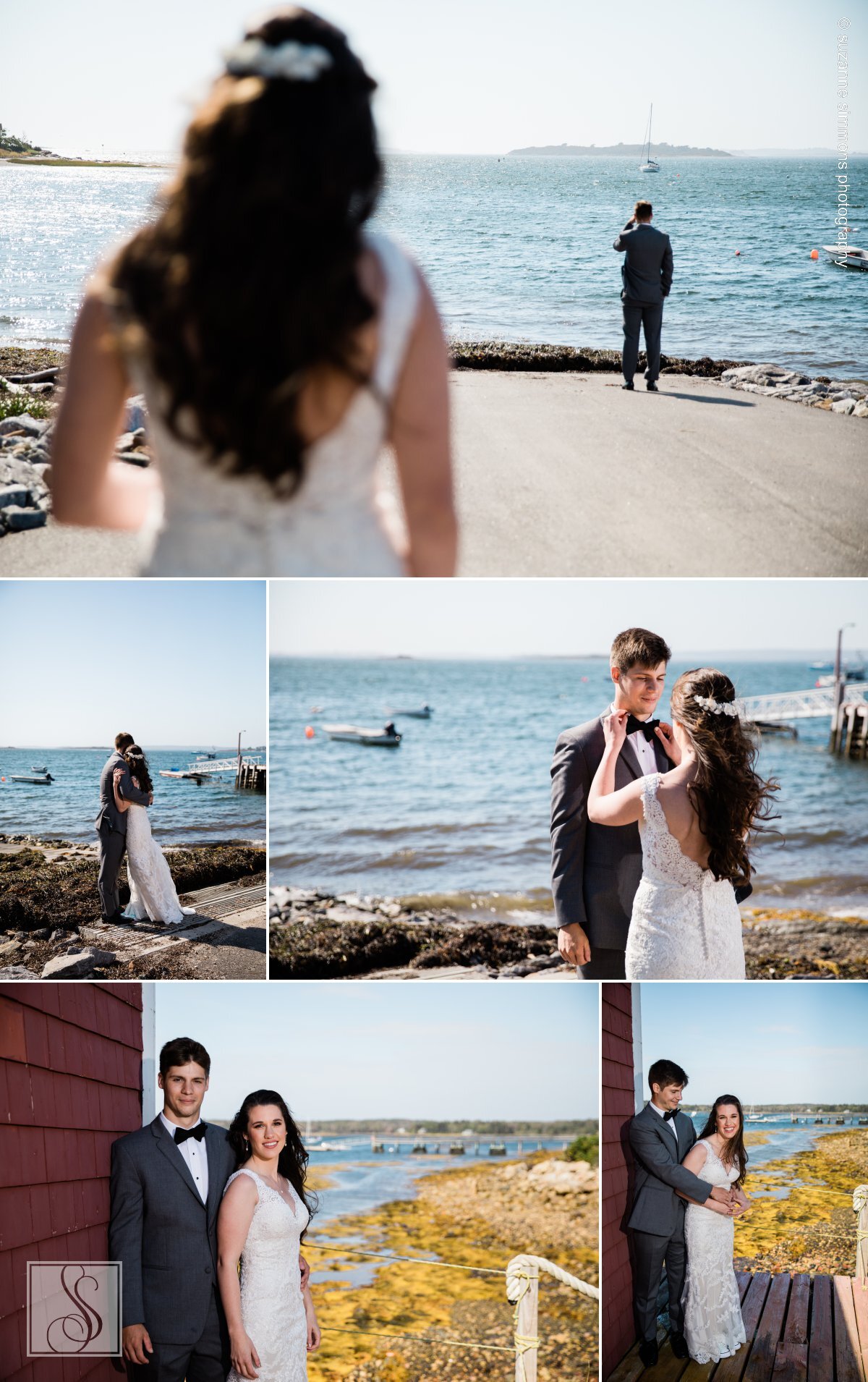 Wedding first look in Harpswell, Maine