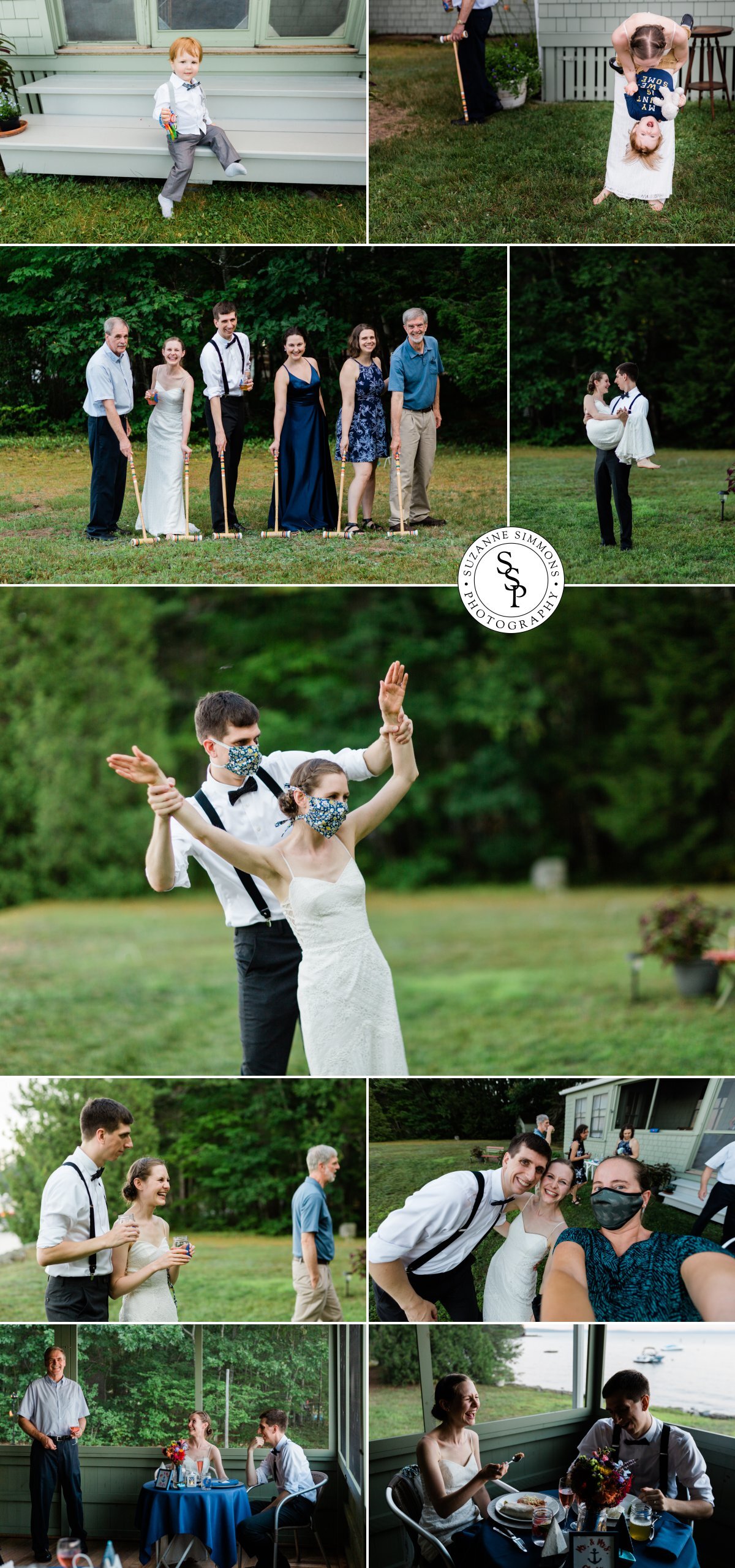 Wedding croquet game in Standish, Maine