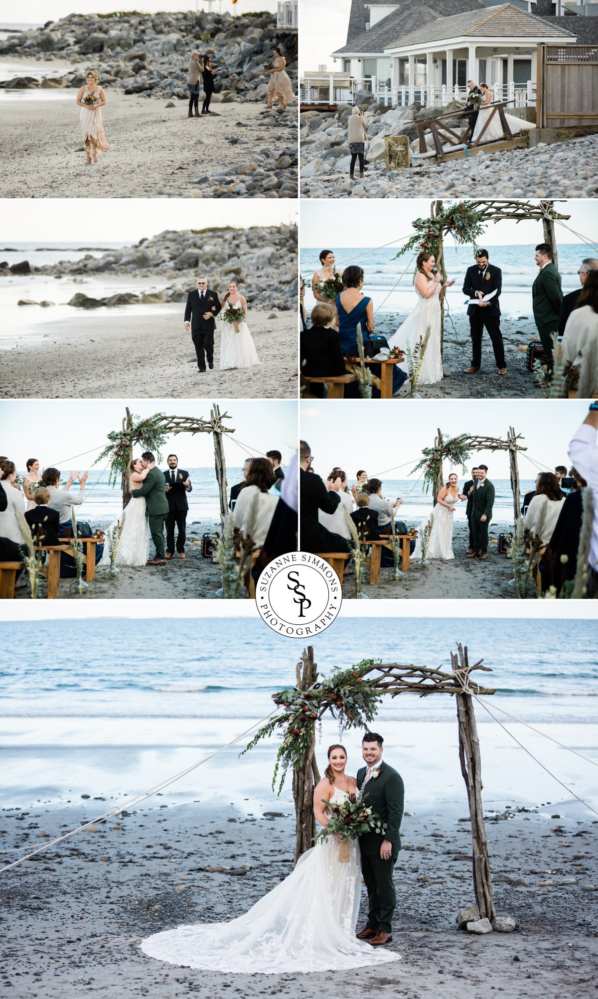 Beach wedding ceremony in Rye, NH