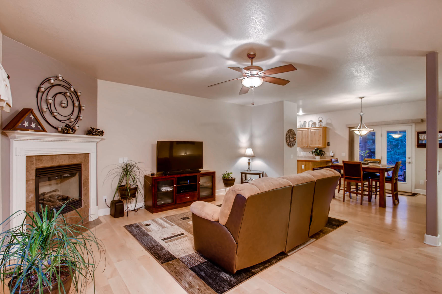 Wide Plank Maple Flooring & Gas Fireplace