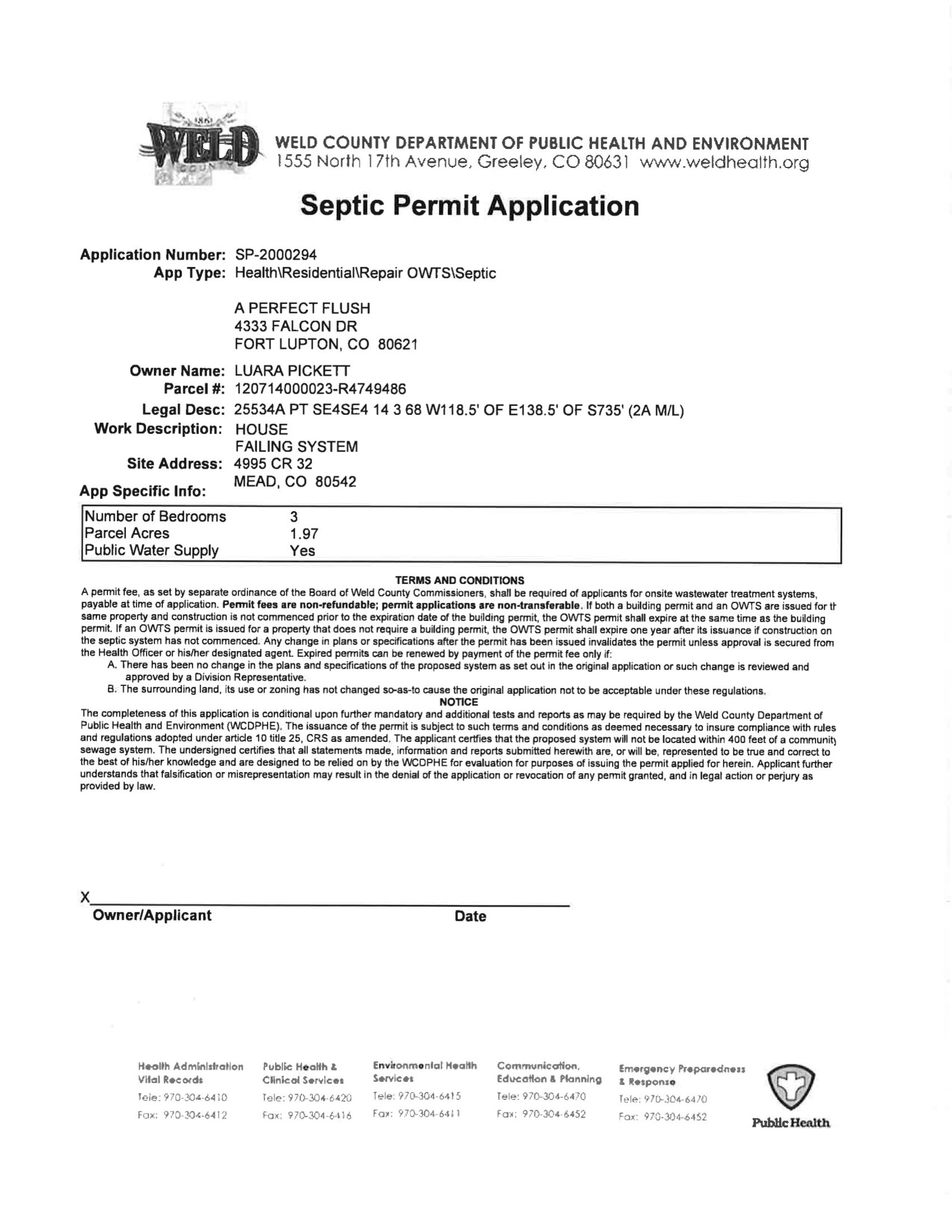 Septic Permit Application