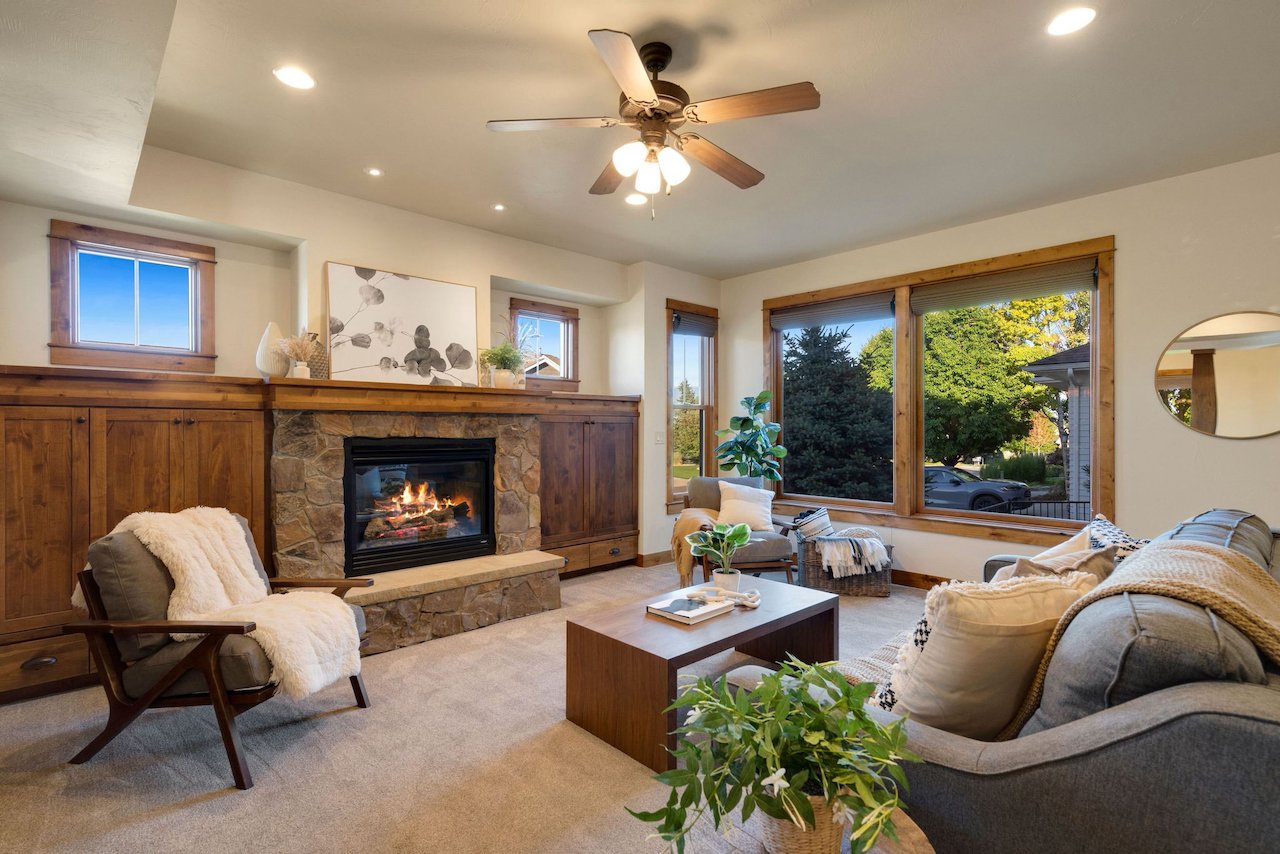 Custom Built-Ins Surround the Fireplace