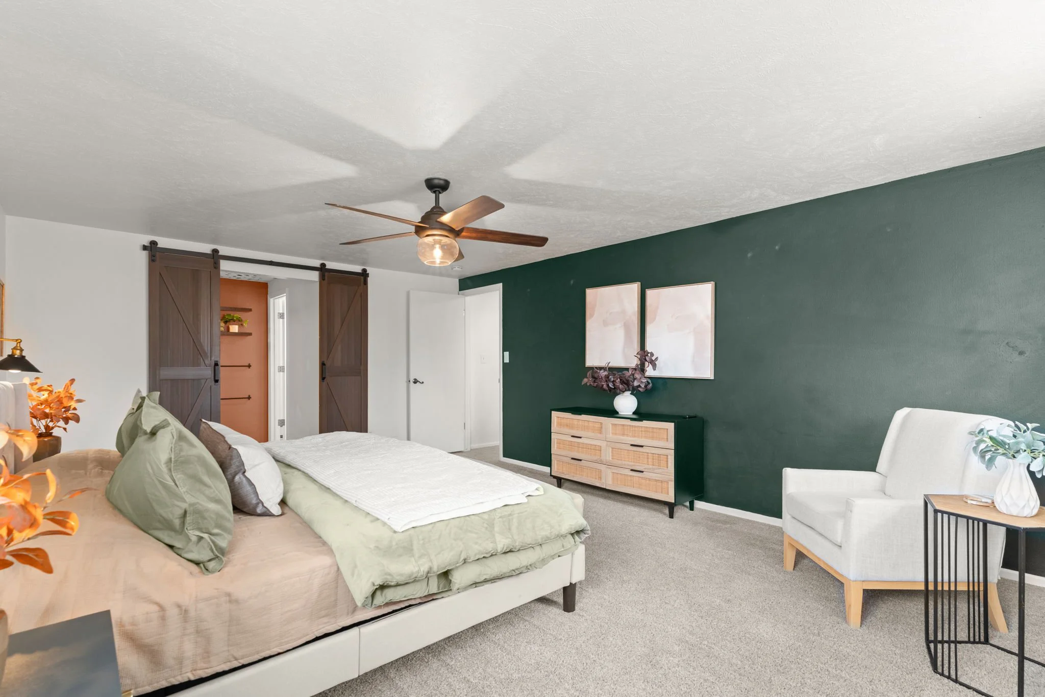 The primary suite offers laundry hookups in the ensuite closet