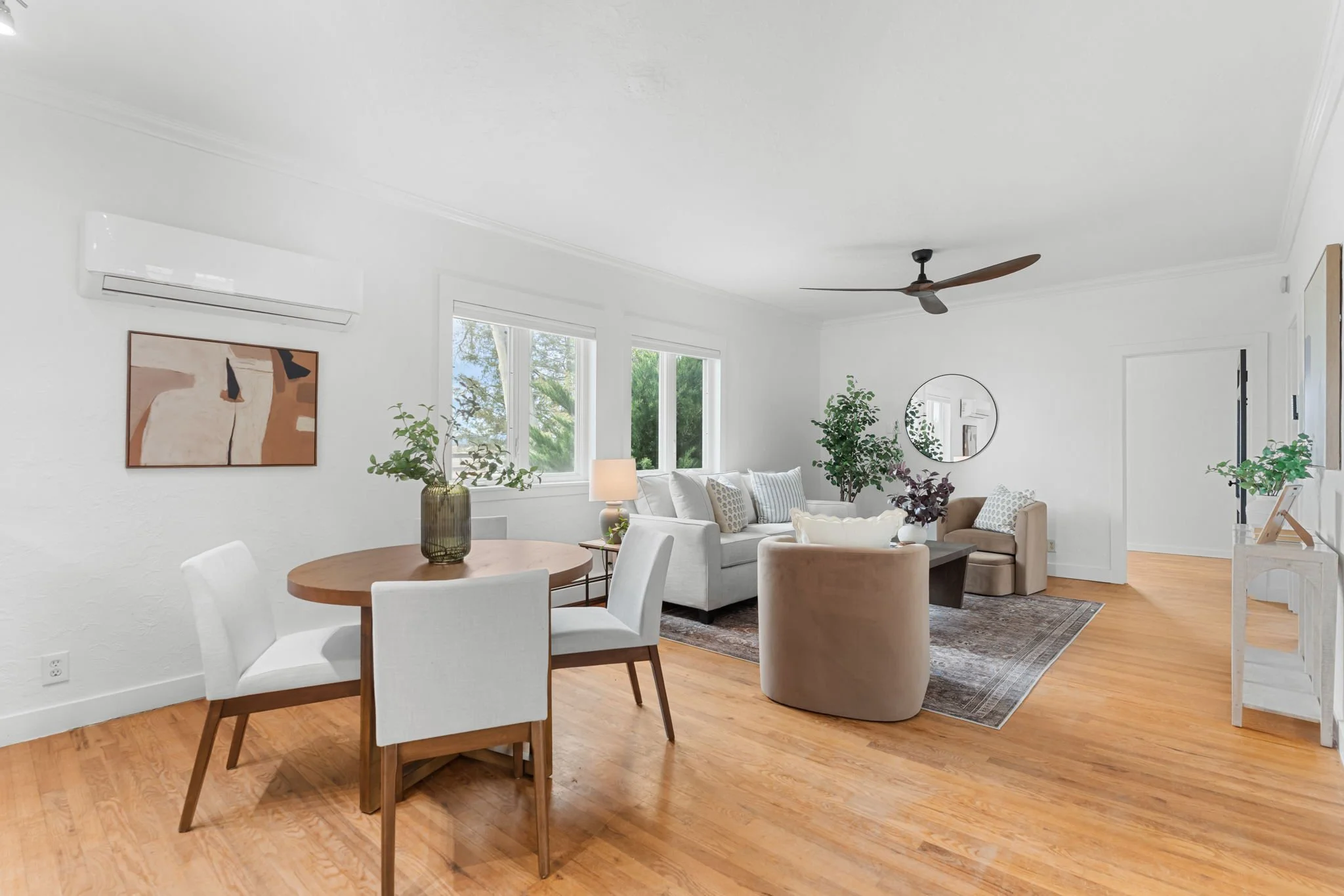 Open floor plan with beautiful hardwood floors