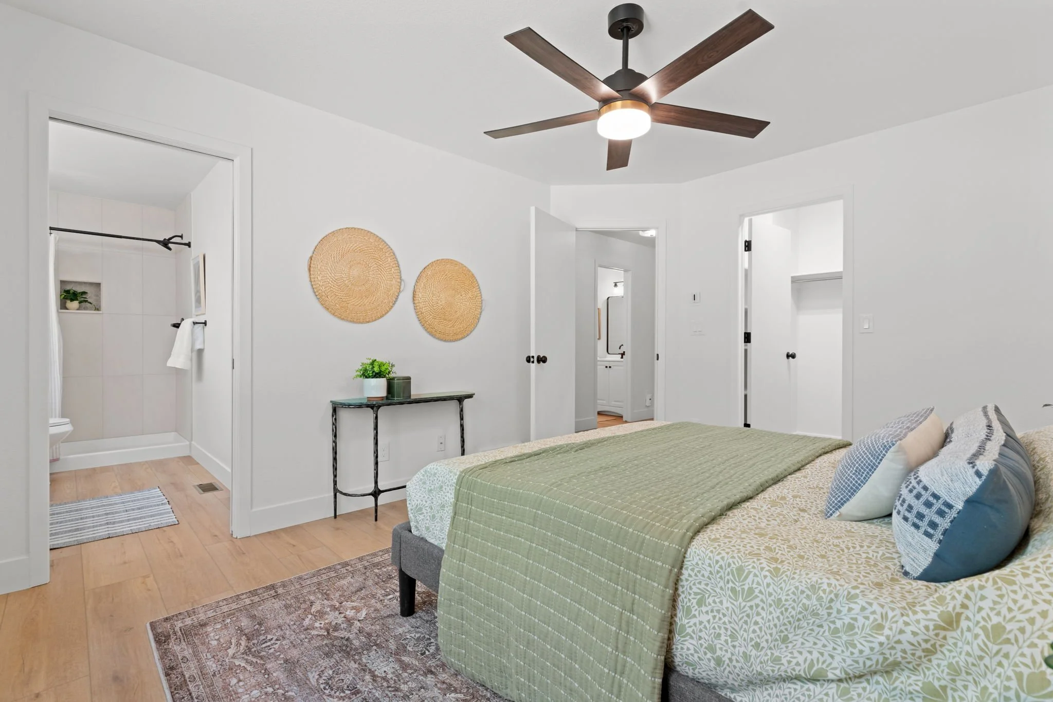 Warm, contemporary finishes throughout this home