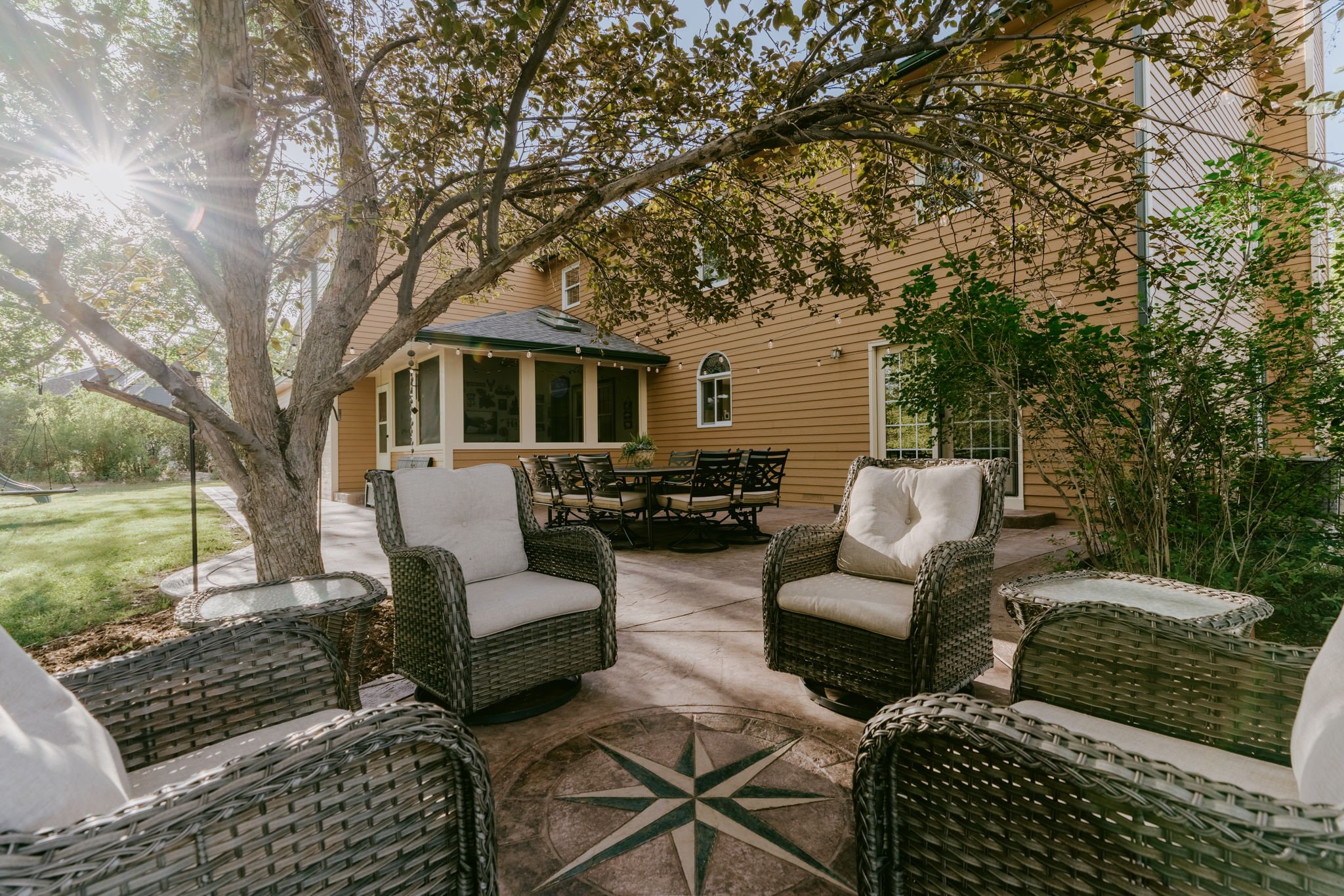 Custom 1,040 sqft stamped concrete patio and walkways