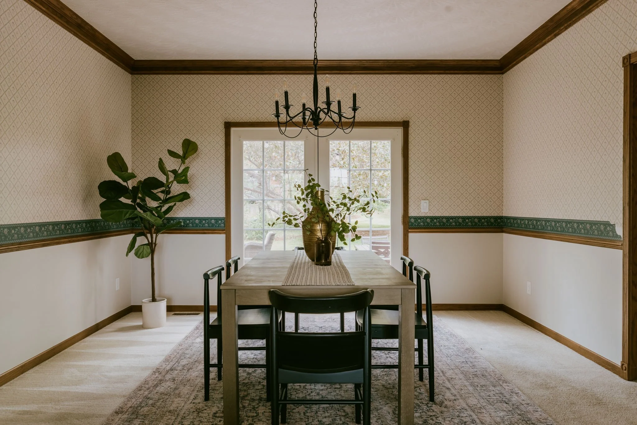 Beautiful light and french doors to concrete patio