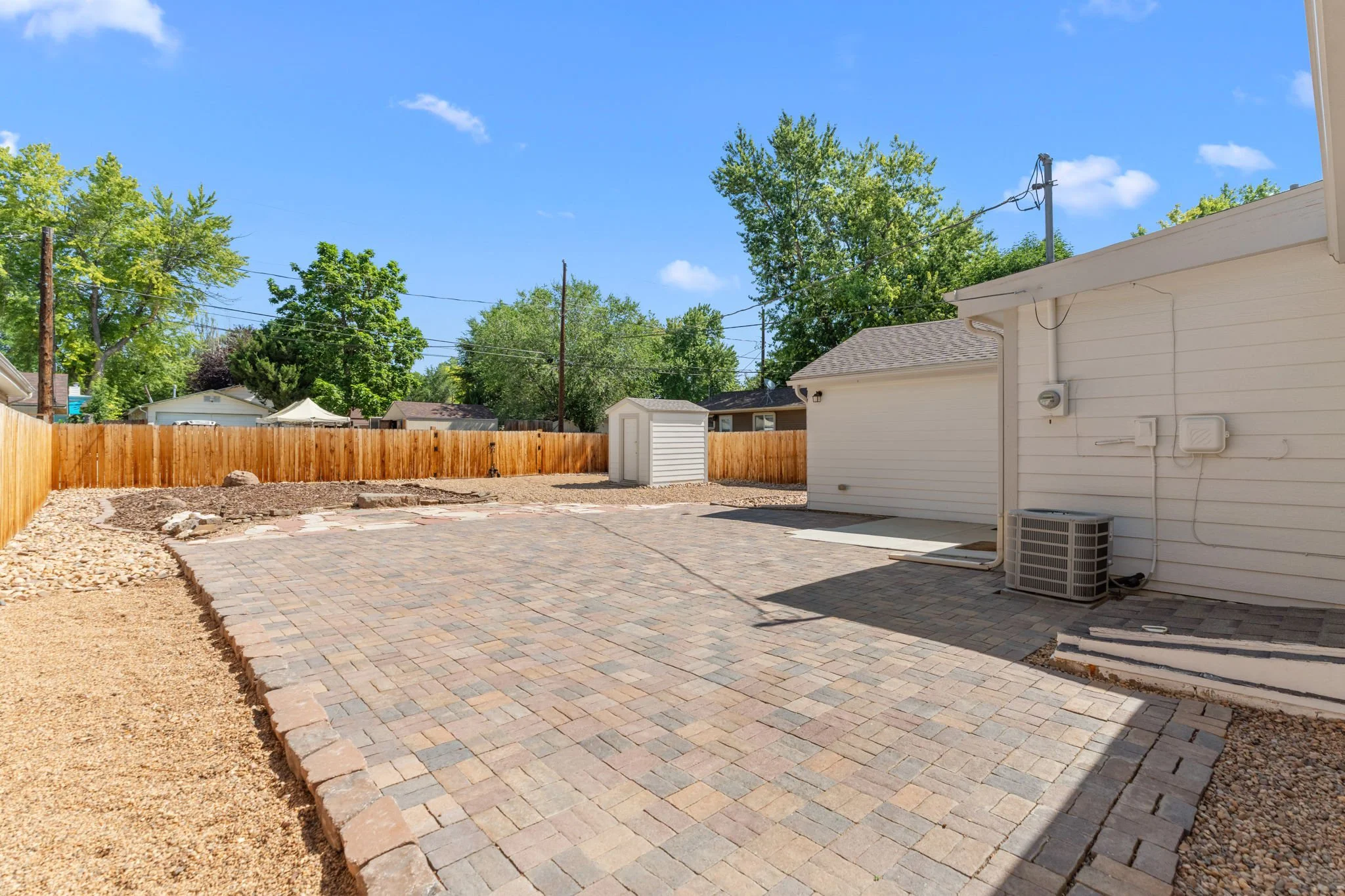 Storage shed in backyard