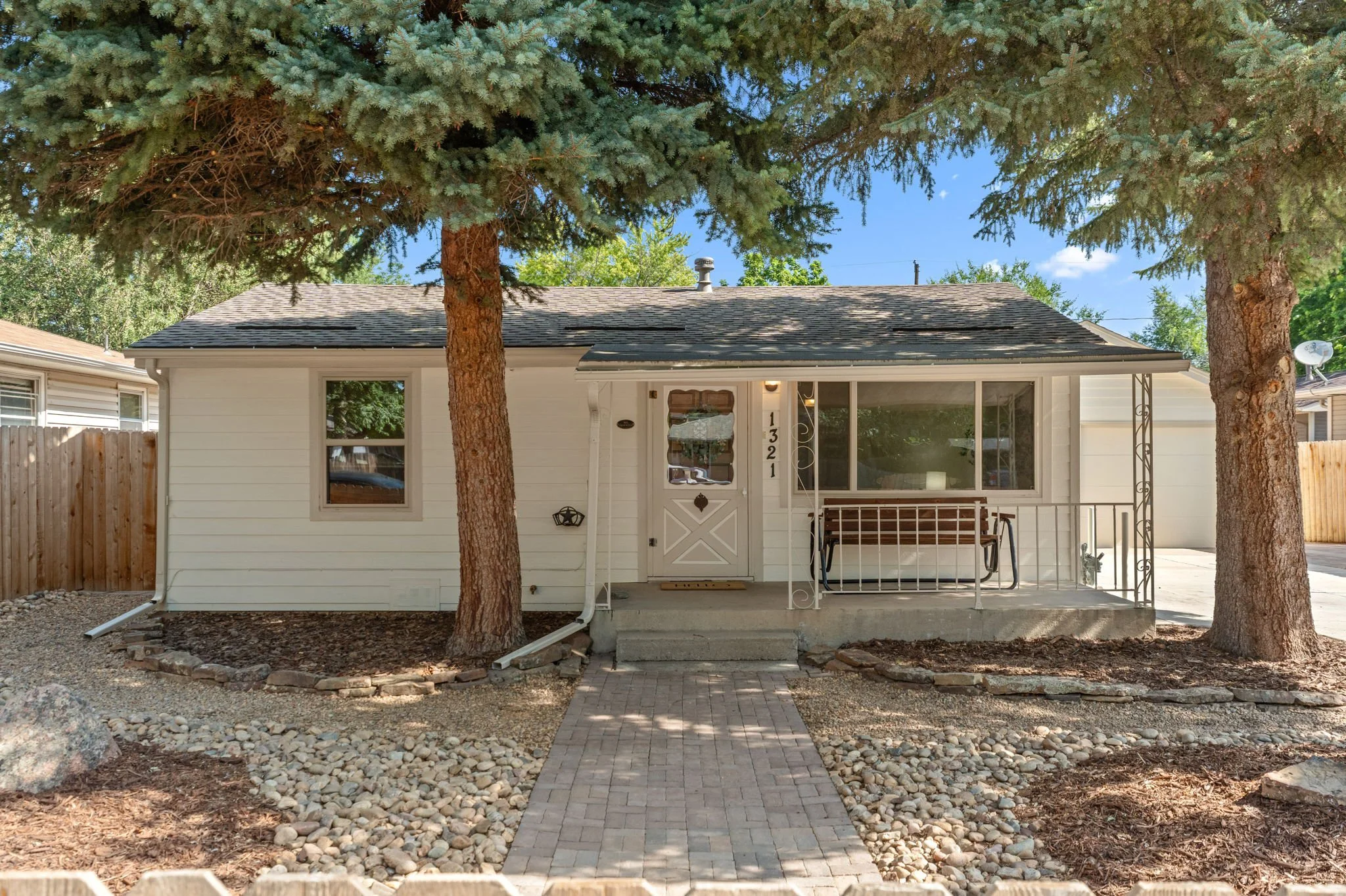 Mature trees and shaded front yard