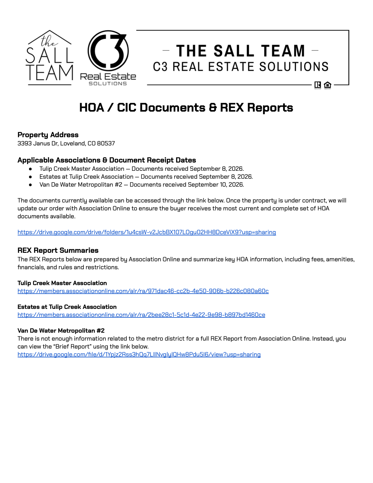 HOA / CIC Documents Hensel 3393 Janus Dr