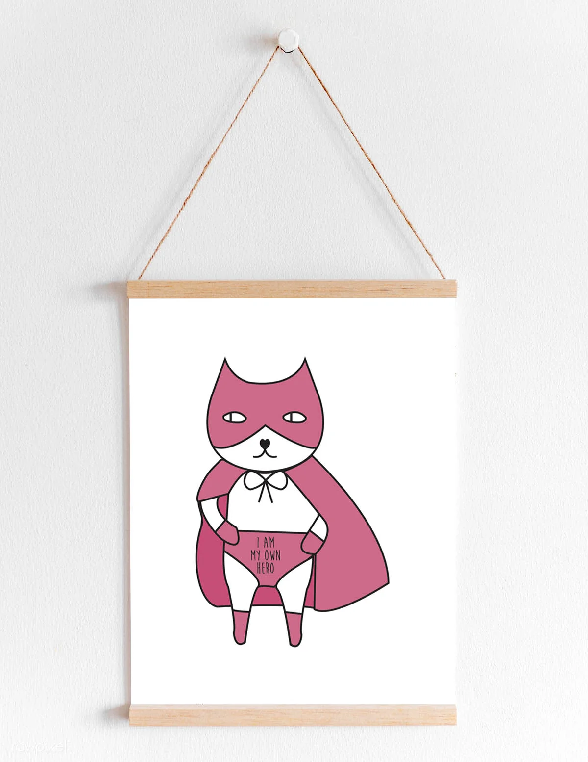 I am my own hero - pink - wooden hang.jpg