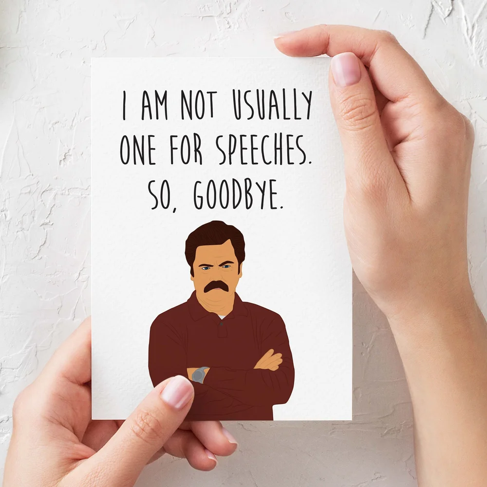 Funny Parks And Rec Farewell Card Goodbye Card Card For Coworker Minik Designs