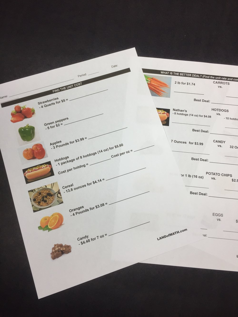 Things we love - Land of Math With Finding Unit Rates Worksheet