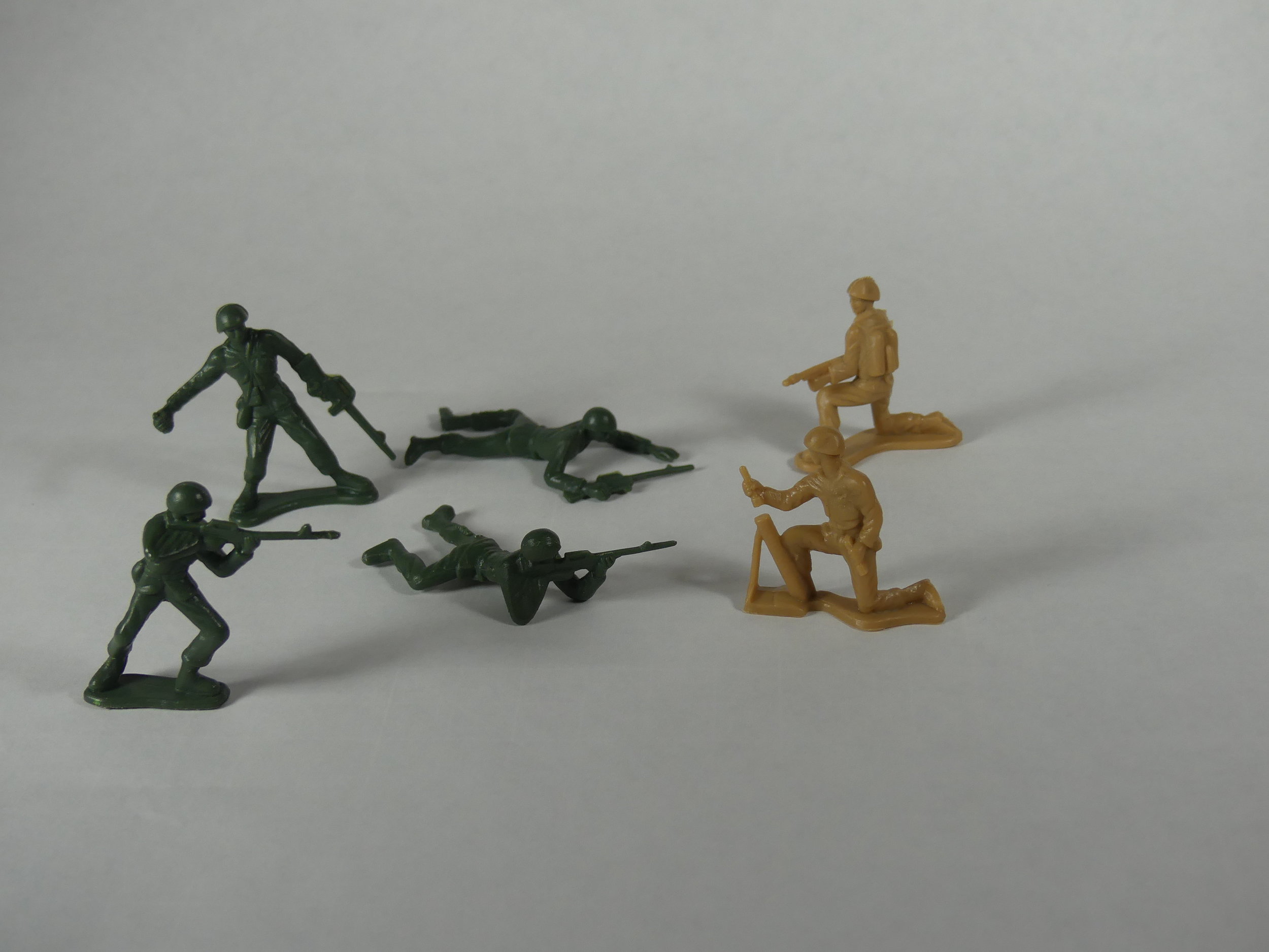 the result of taking away 3 tan soldiers (-3) is a 2 soldier advantage for the green (+2)