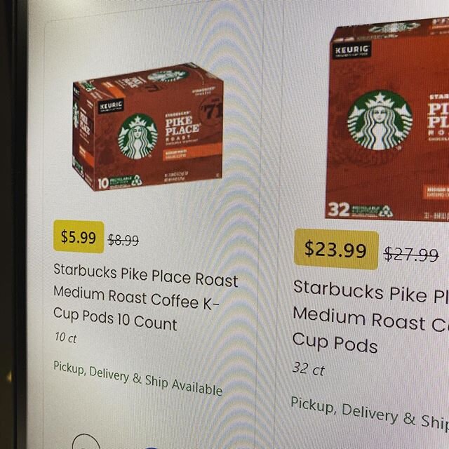 Another example of math saving you some 💰. Doing the Kroger Click list (highly recommend) and notice both on sale but... I can buy 4 of the 10 count for the same price and get an extra 8 pods. 25 %  more! #unitrates #math #reallifemath #krogersdeals