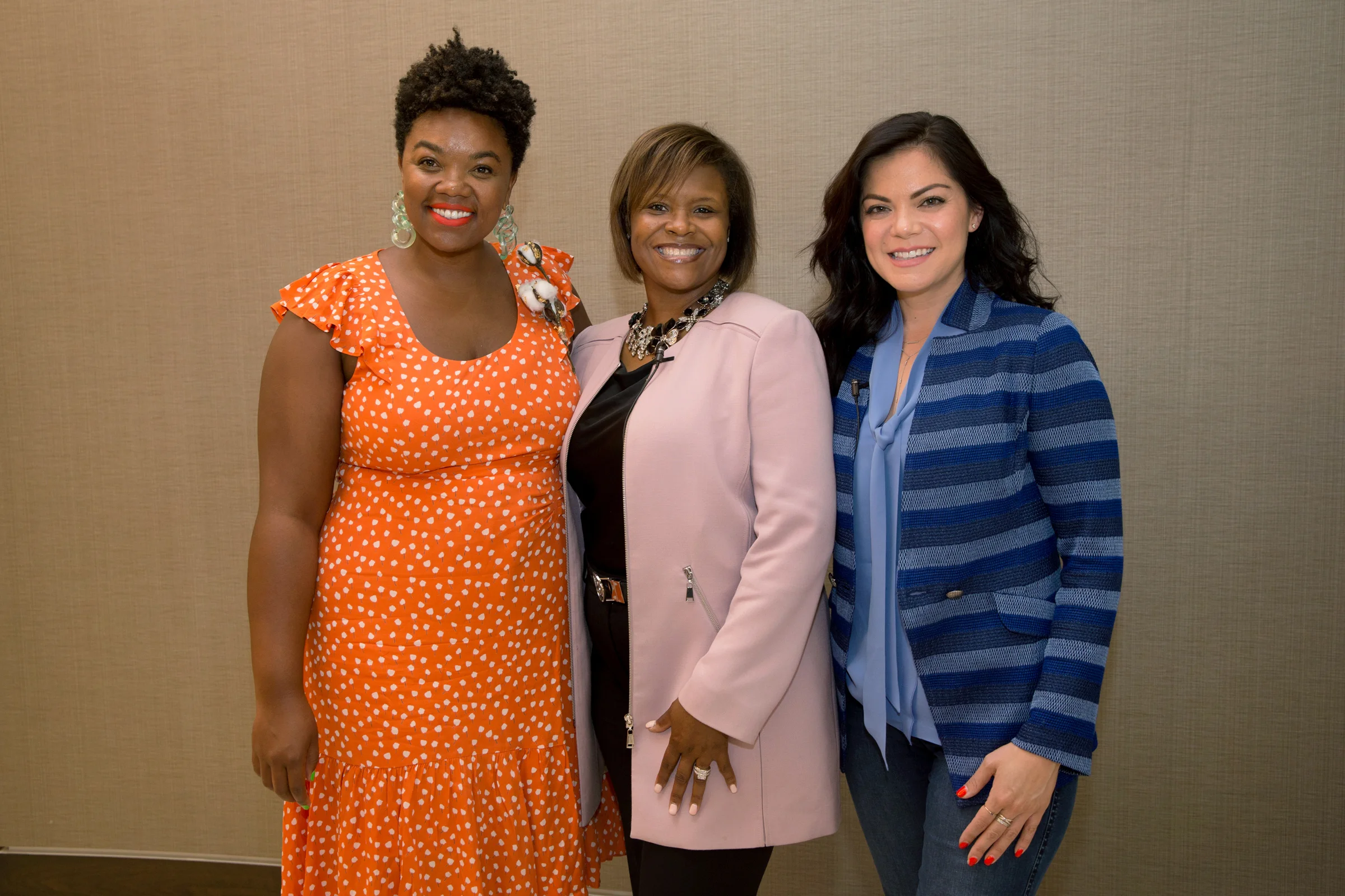 Panelists gather for a photo prior to the start of the program. Pictured left to right: Skyler McCurine, Lanän Clark and Christina Zabat-Fran. Photo courtesy of United Way Orange County
