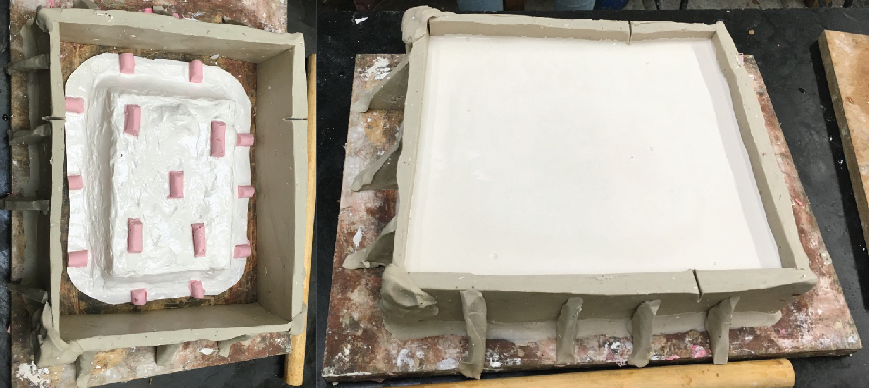 plaster support around the mold