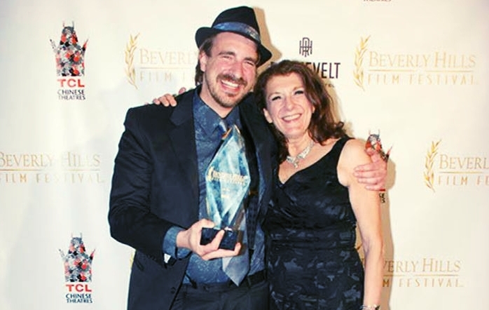  K.T. Froehlich and her son, Levi A. Taylor, co-authors of The Darkness at The Beverly Hills Film Festival 