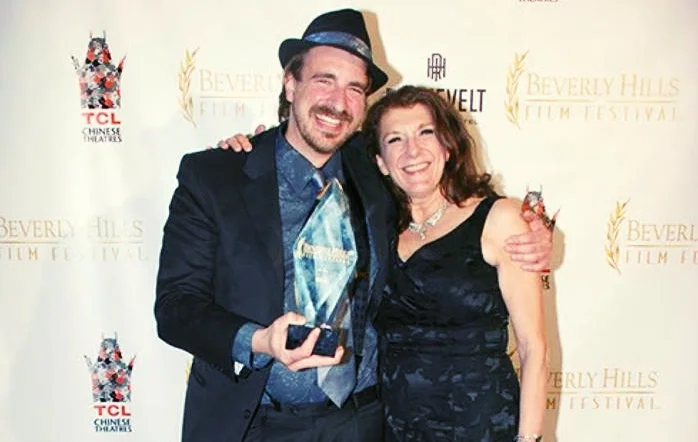 K.T. Froehlich and her son, Levi A. Taylor, co-authors of The Darkness at The Beverly Hills Film Festival