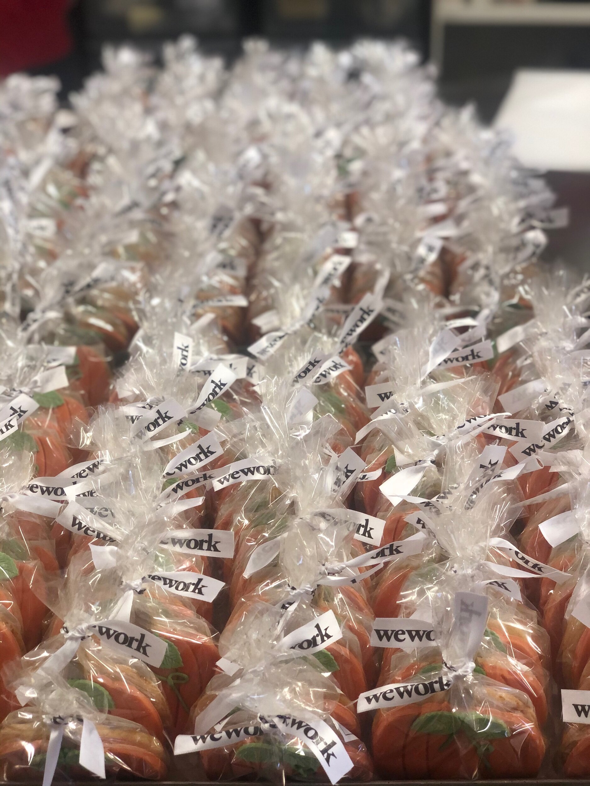 Bespoke packaged halloween biscuits for WeWork