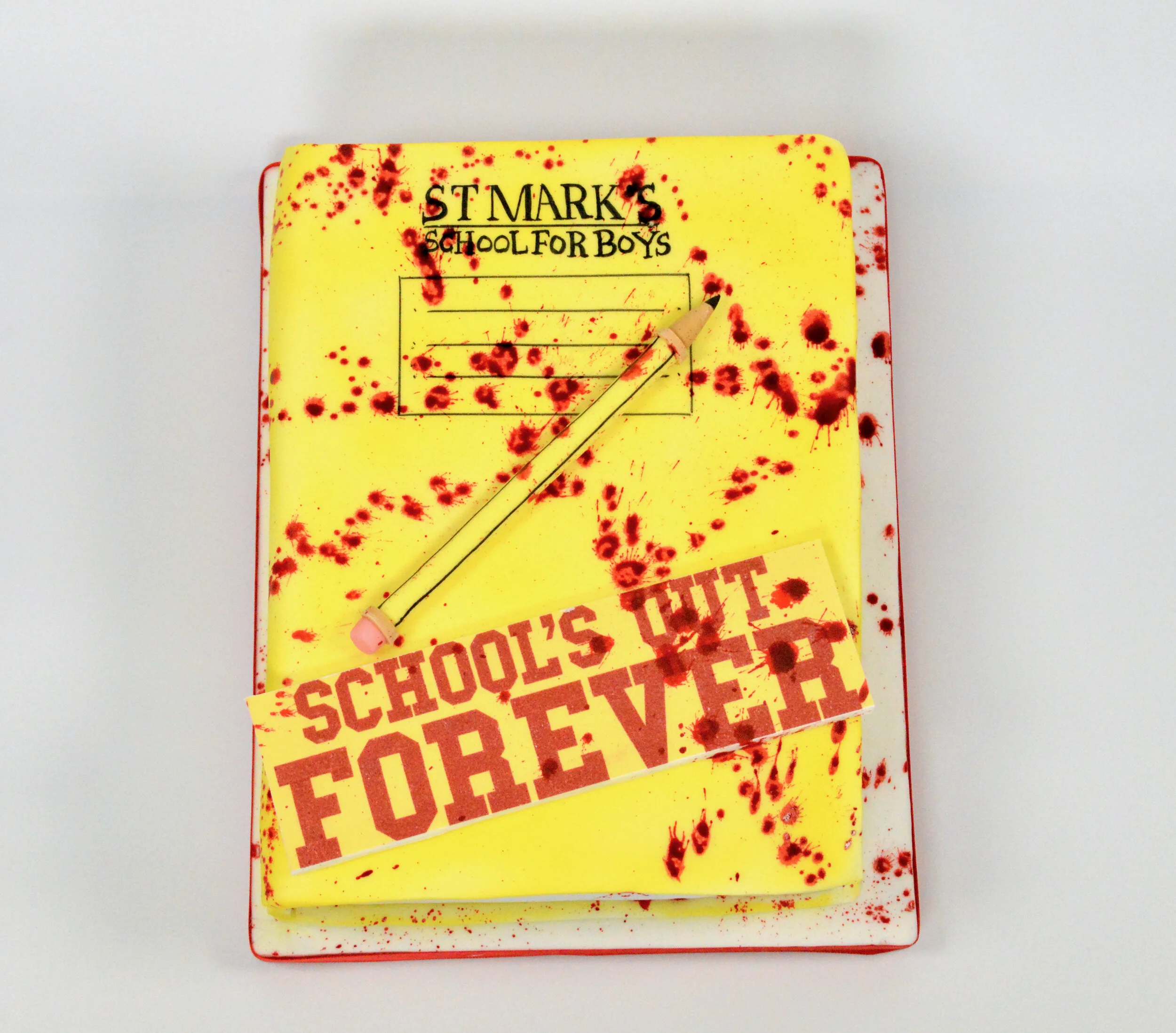 School book replica for the release of the film School's out Forever