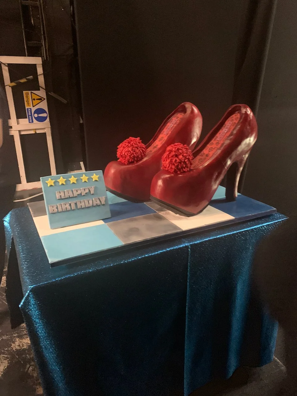 2nd birthday cake for Everyone is Talking about Jamie. 2 oversized high heel replica of the shoes used in the show