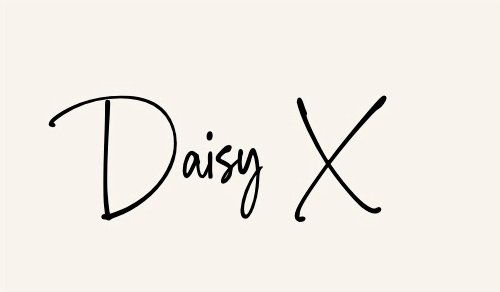 Handwritten text that says "Daisy X" on a plain background.