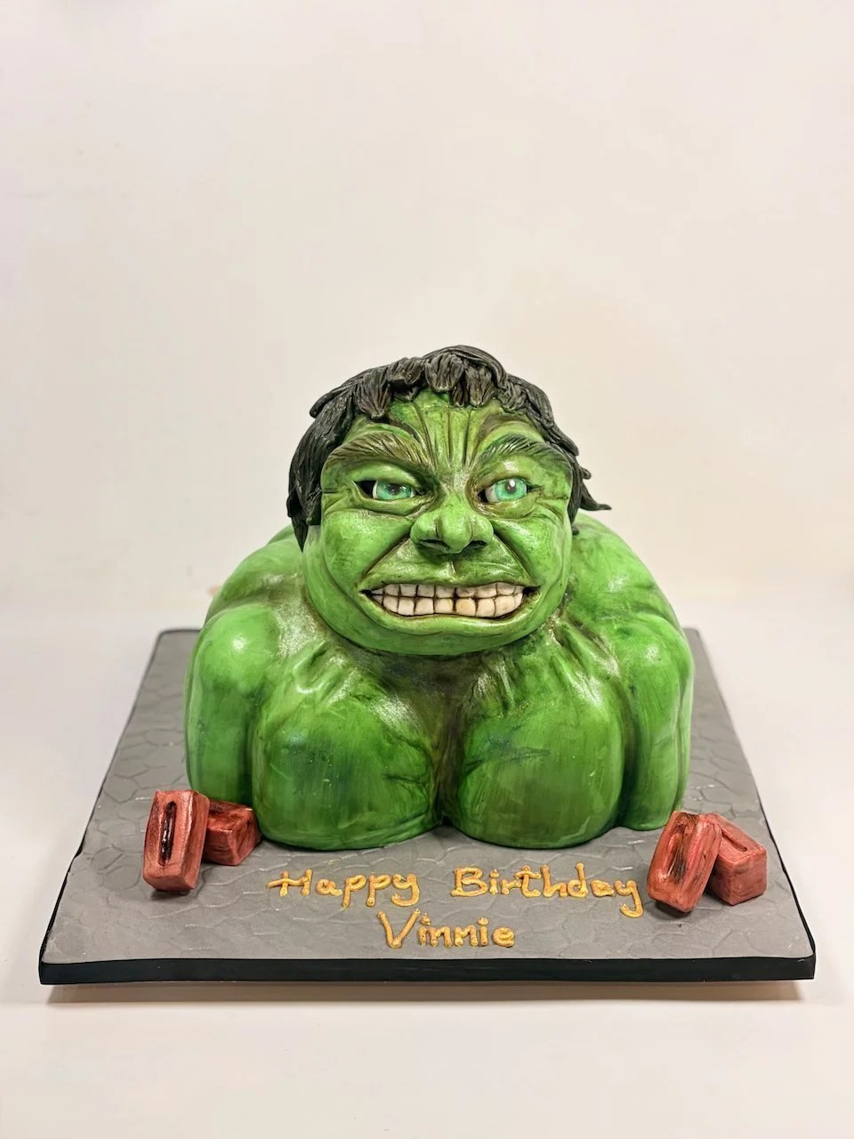 The Incredible Hulk cake for a 4 year olds birthday party