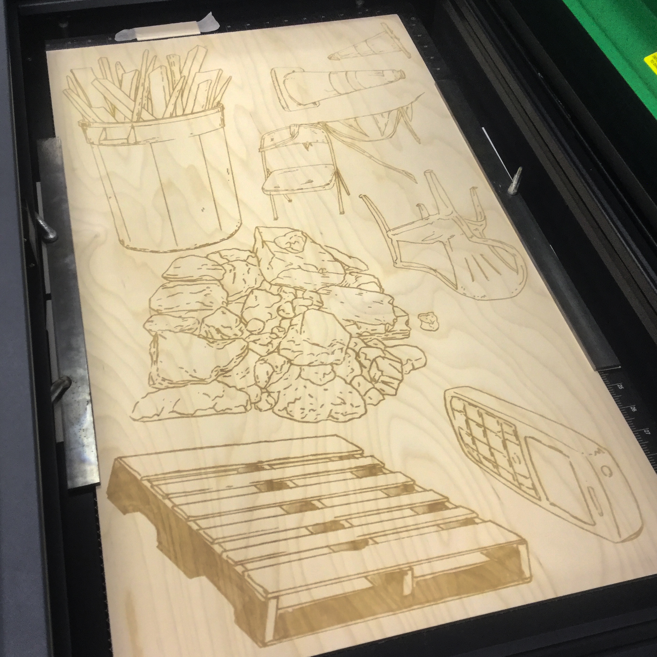 Amze Emmons Laser engraved wood intaglio plates