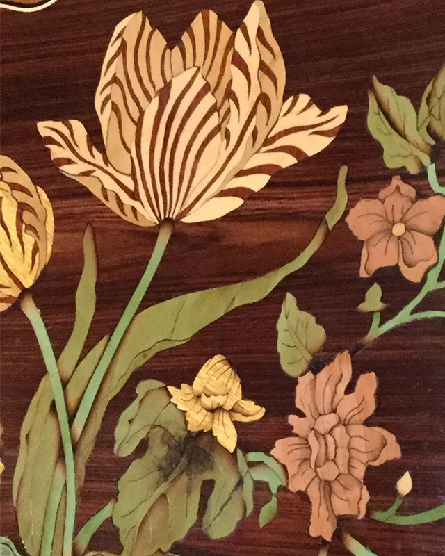 Alton Bowman, marquetry table top detail