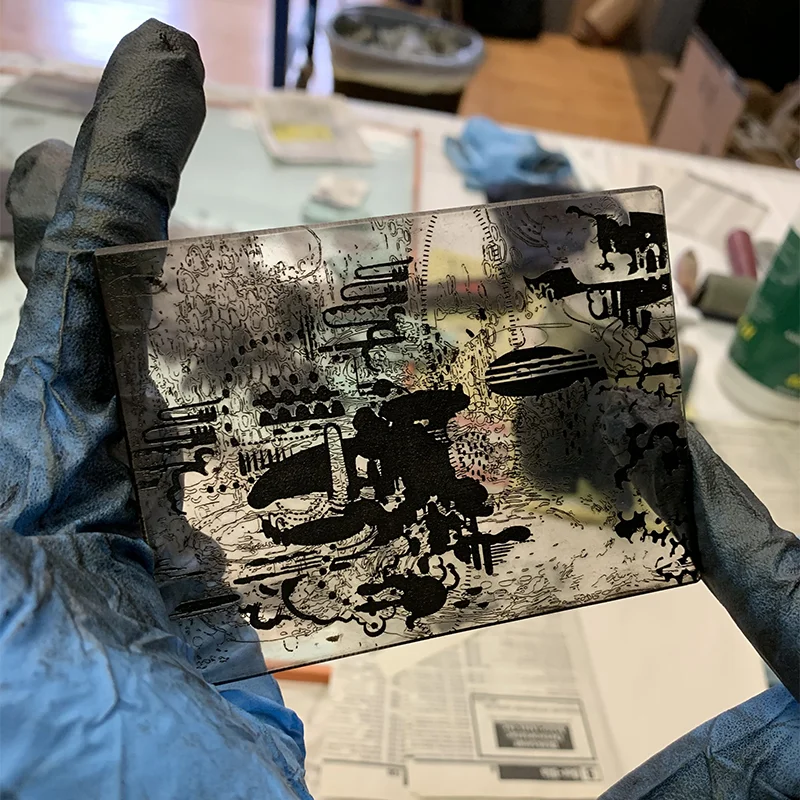 Ana's laser engraved intaglio plate.