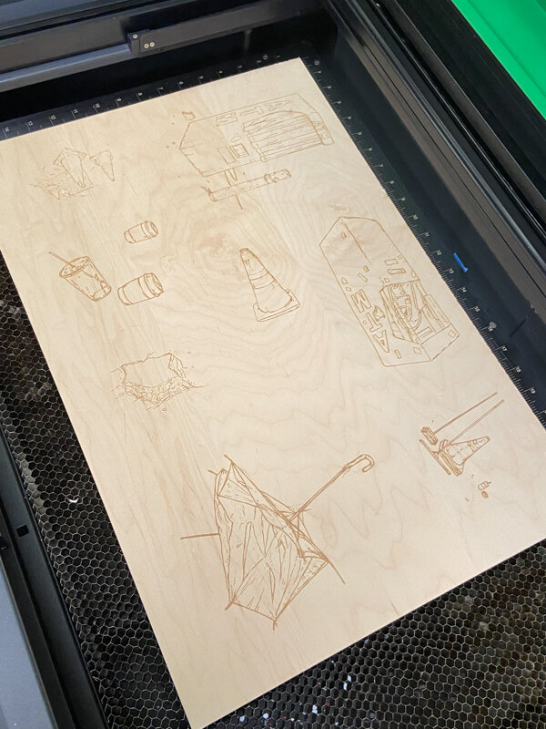 Laser engraved wood intaglio (etching) prints — FreeFall Laser