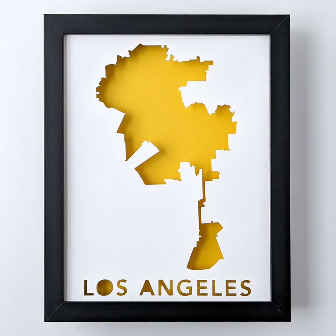 Paper Cut Map of Los Angeles, CA by Abigail McMurray