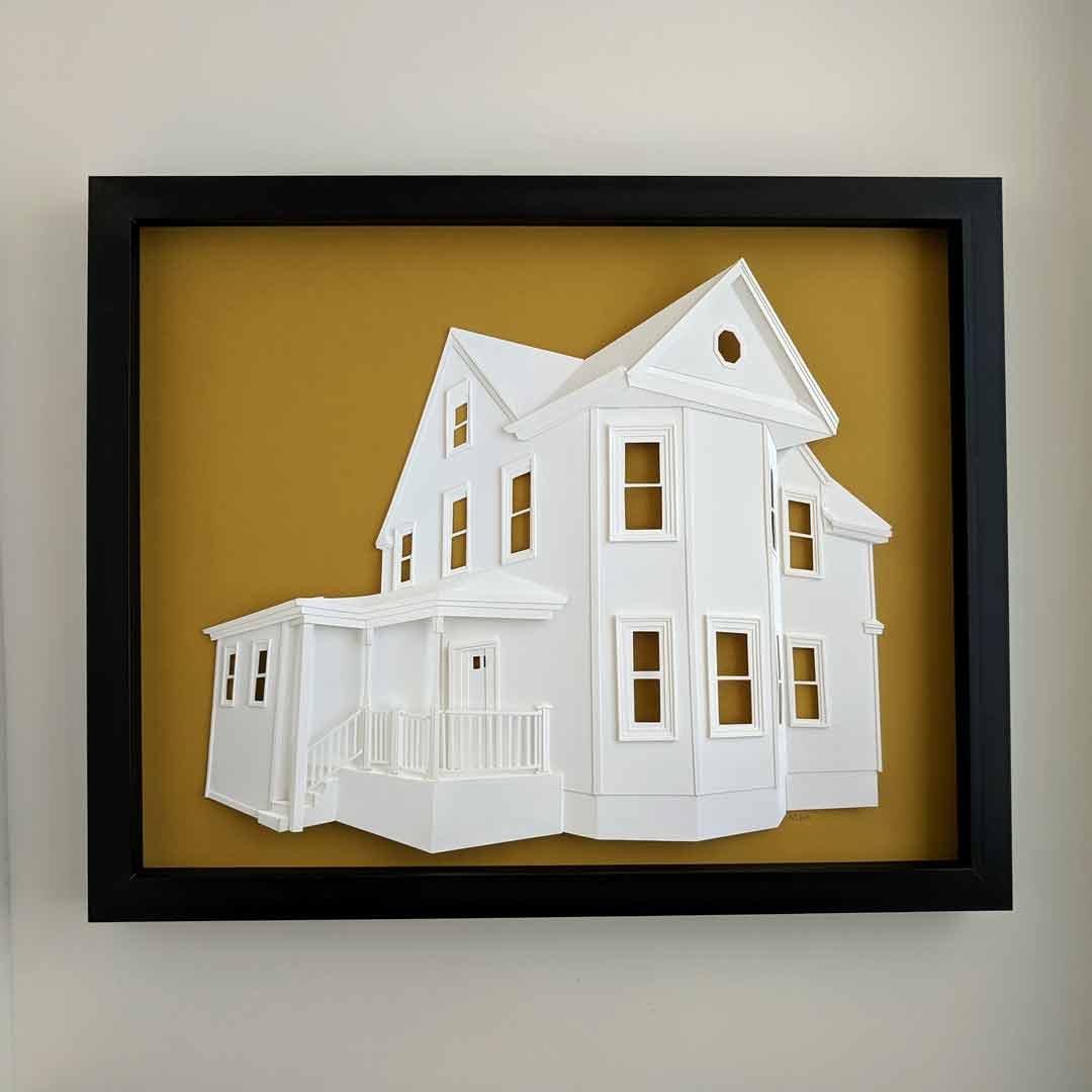 Custom 3D Paper House Portraits by Abigail McMurray
