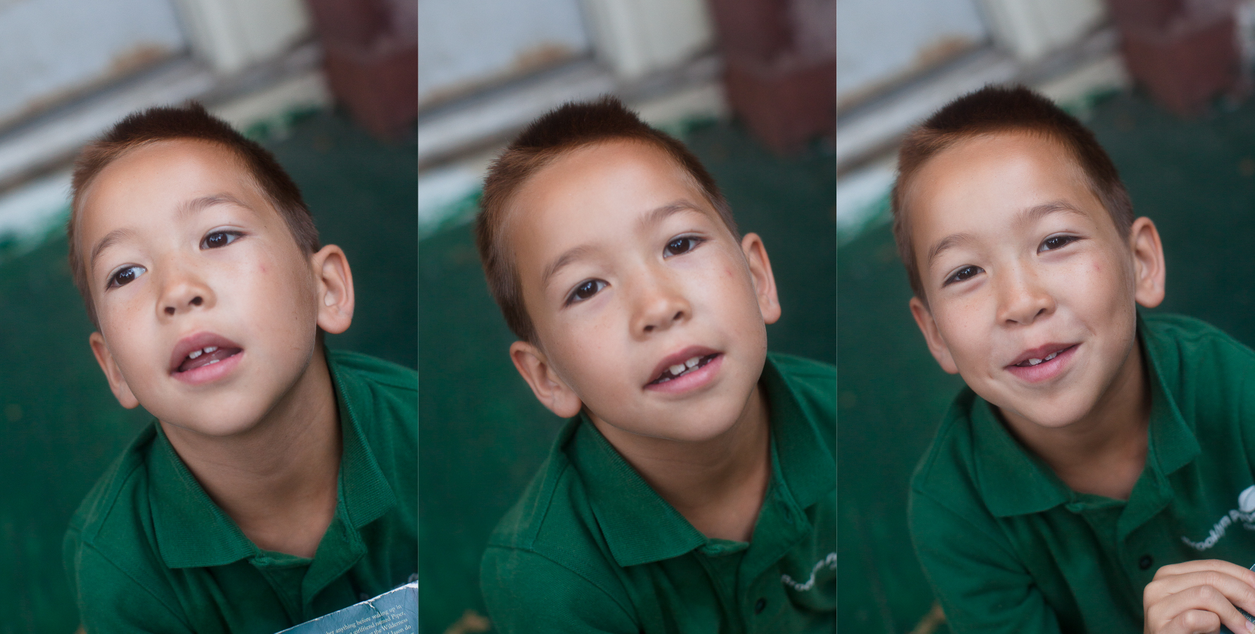 In this series of "first day of school" photos you can see Liam's expressions come to life as I engage with him to ask him what he is most excited about for second grade (yes, these are DSLR photos but the same principle applies with smartphone photos).