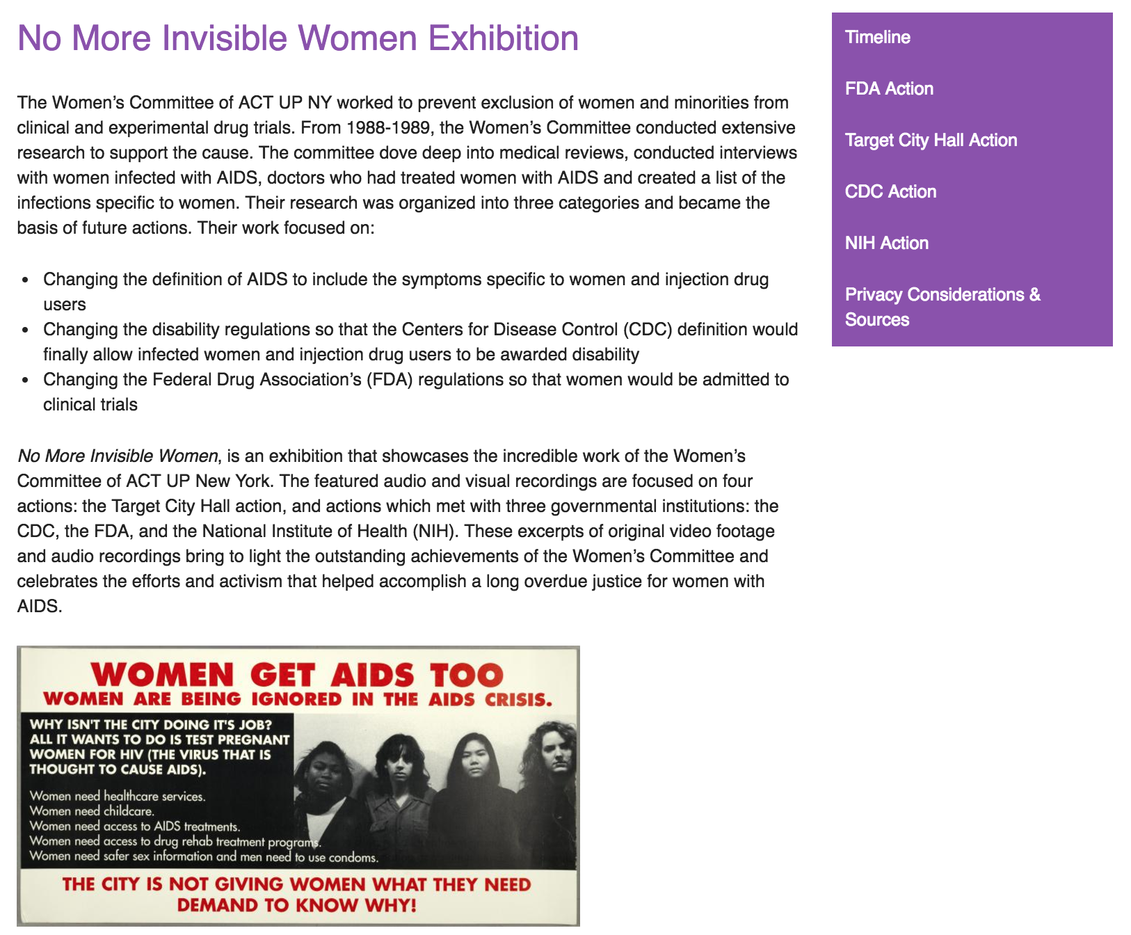Screenshot of the exhibition's home page.