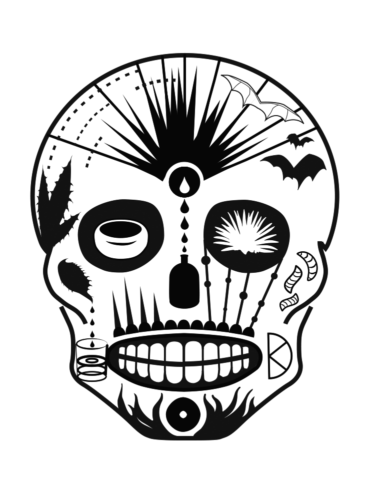 Mezcaleros skull for Dia de los Muertos event