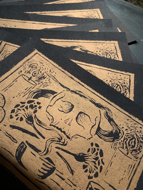Calavera block print in gold
