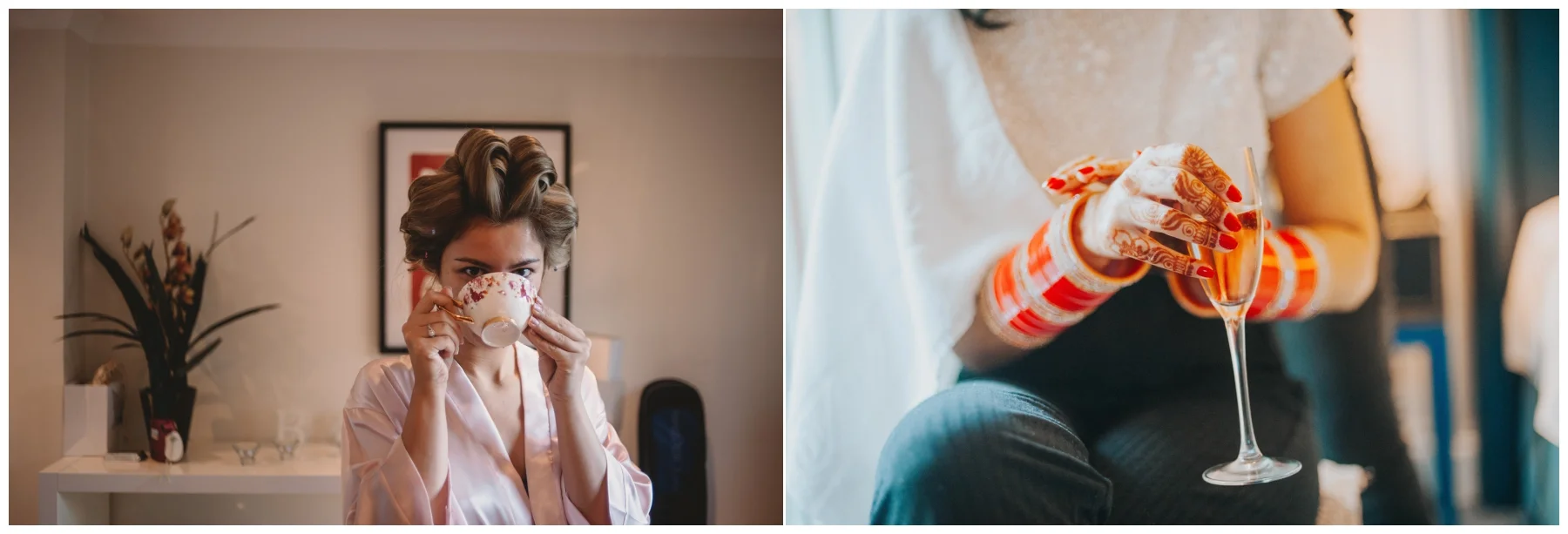 Creative portraits of bridal prep