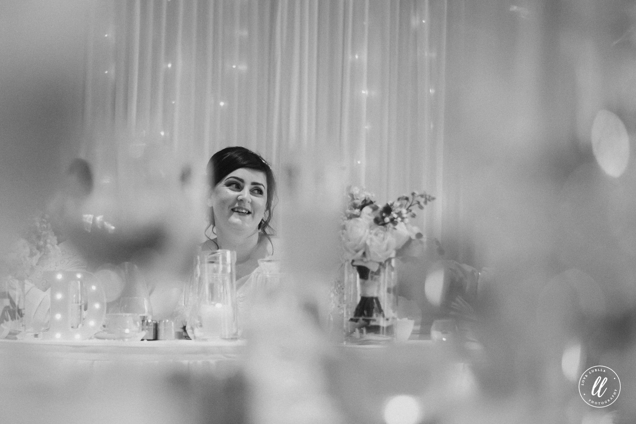 the bride shot through the table pieces