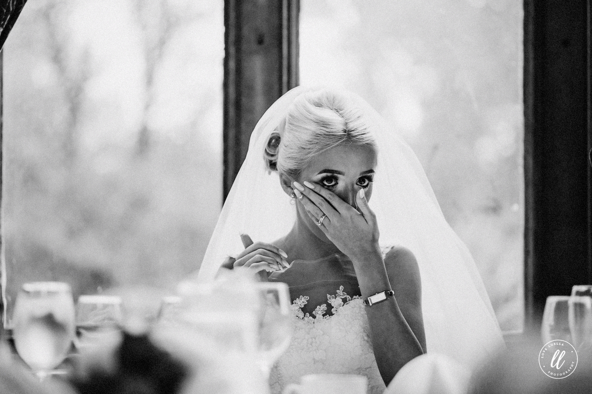 Bride Crying To An Emotional Speech At A Ruthin Castle Wedding