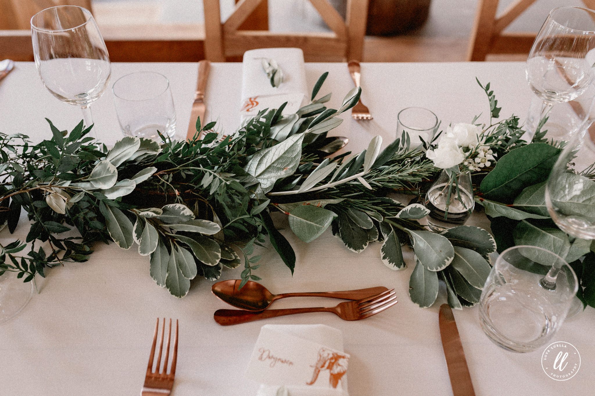 Rose Gold And Greenery Table Dressing