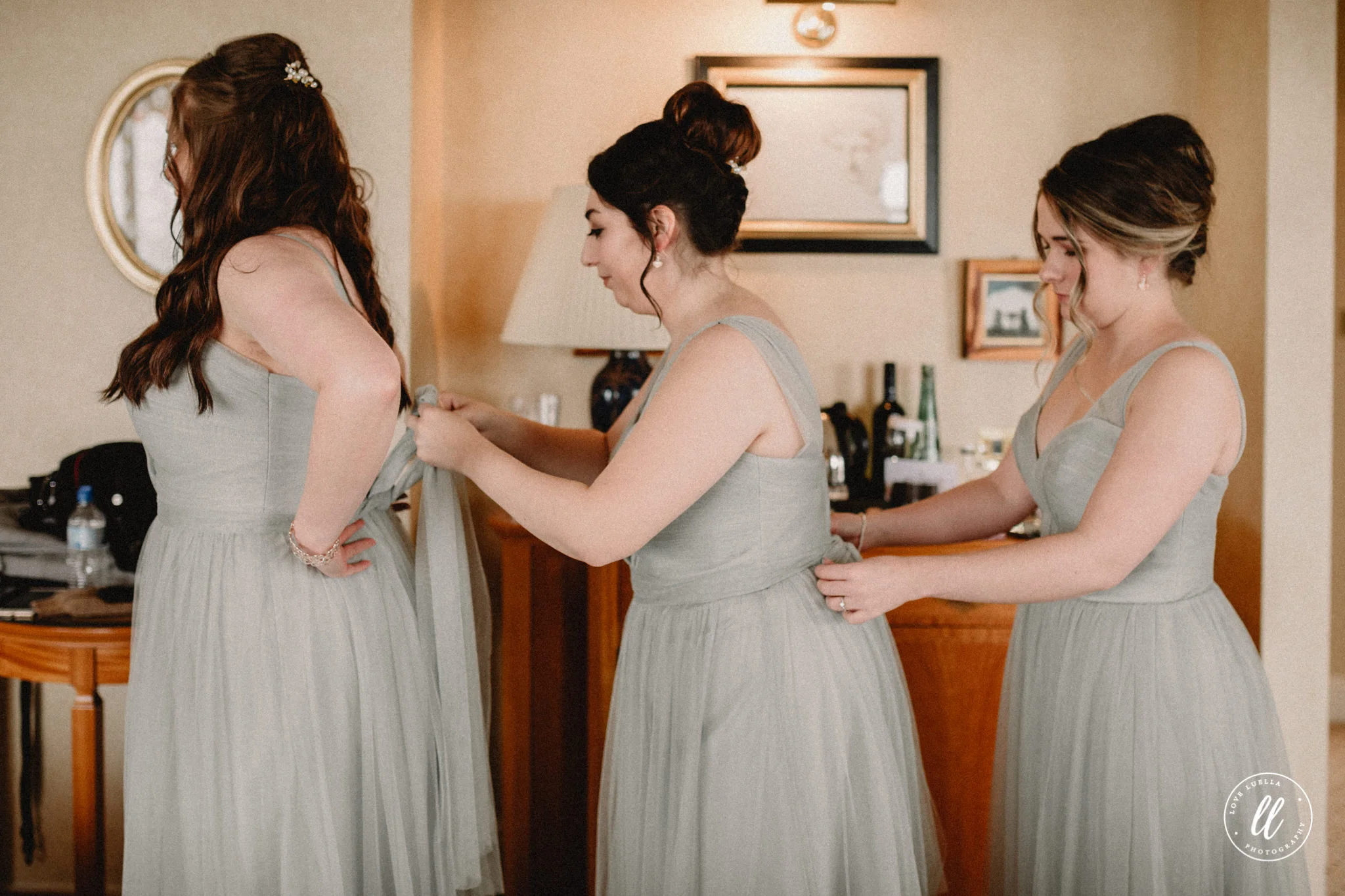 Bridesmaids Getting Ready In Sync