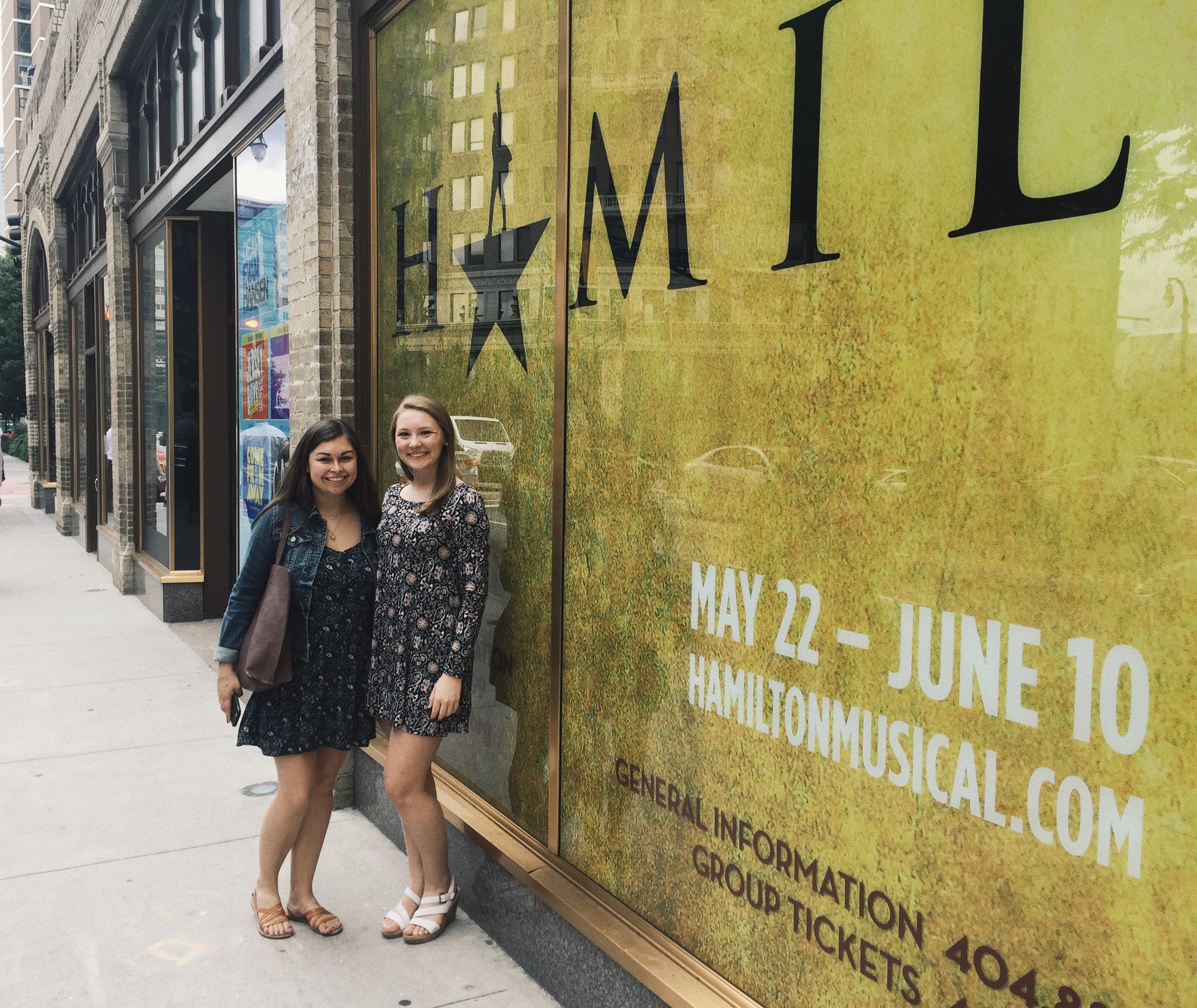 finally saw hamilton with my friend!&nbsp;we used to perform together at our vocal recitals in high school and sang a lot of musical theater together, so it was perfect that she came with &lt;3