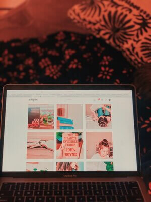 Photo of Grace’s laptop with her Bookstagram feed up.
