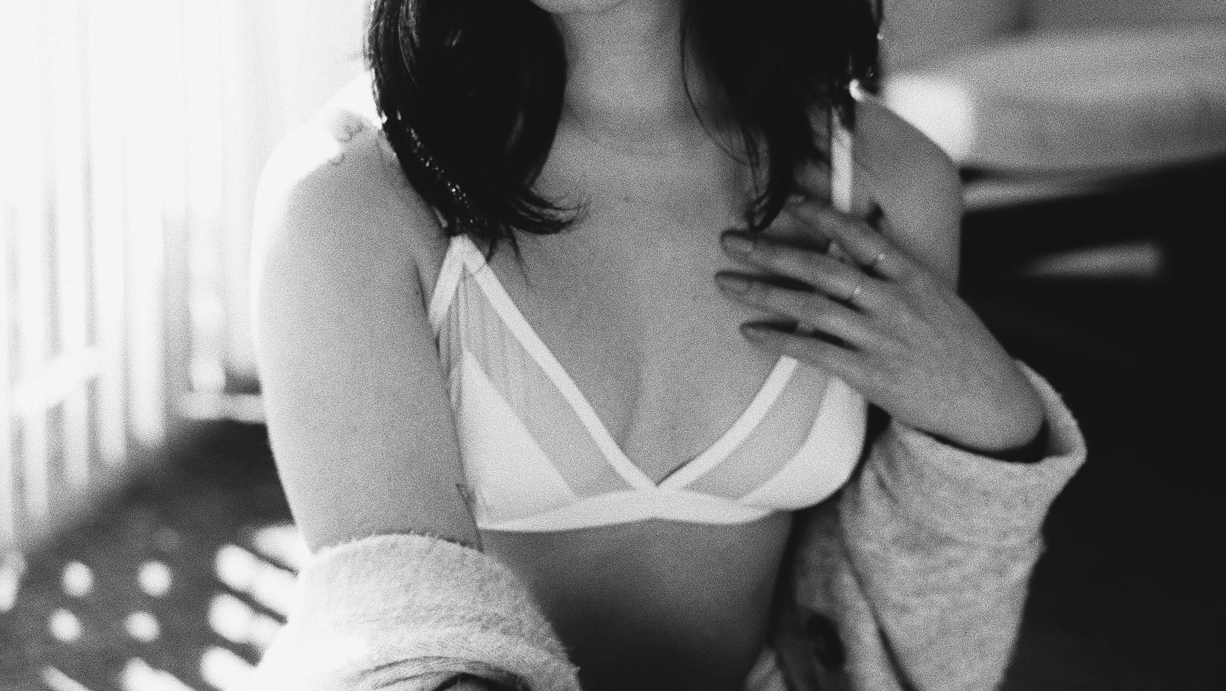 Joss in our Contrast Bra in White.