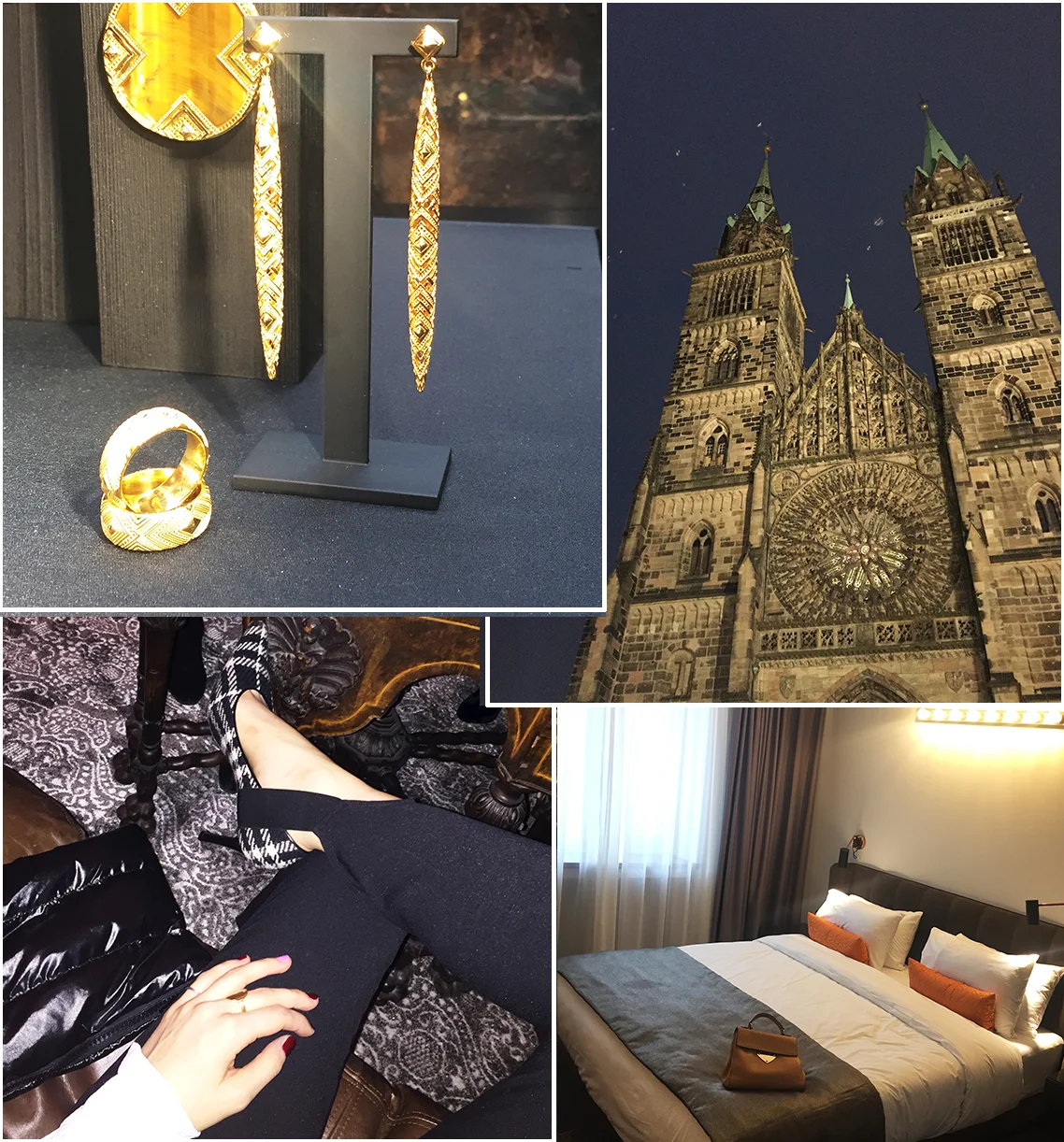 Thomas Sabo earrings || Amazing Nuremburg architecture || Details of my outfit || My hotel room at the Park Plaza Hotel.