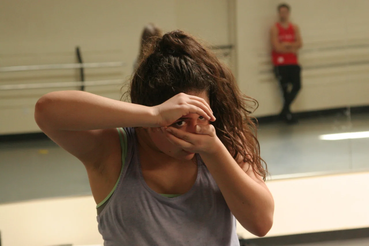 Dancer Steffani Lopez rehearsing guest choreographer Louis Acquisto’s Nemesis Variations
WORLD PREMIERE MAR 13-15
GET TICKETS: http://www.darkcirclescontemporarydance.com/
